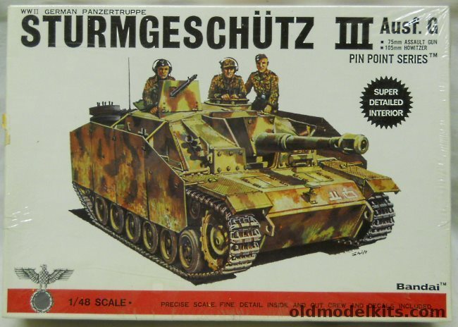 Bandai 1/48 Sturmgeschutz III Ausf. G 75mm Assault Gun or 105mm Howitzer, 8266 plastic model kit